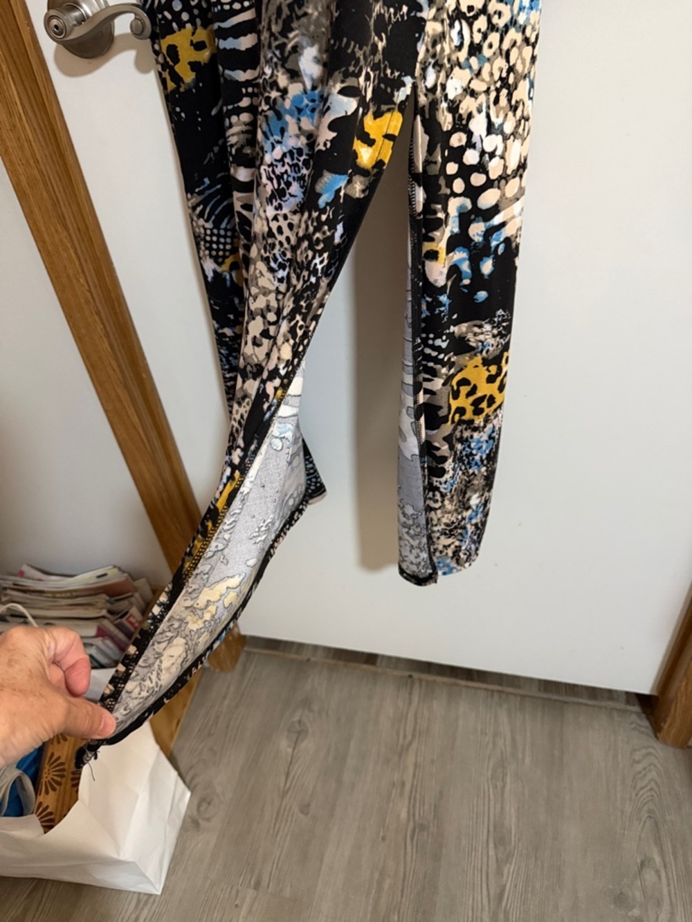 Long Open-Front Printed Duster Cardigan - Black Multi - Picture 5 of 5